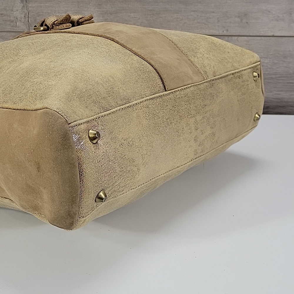 Jesslyn Blake for Anthropologie Tan Canvas Leather Tote Crossbody Shoulder Bag - Picture 8 of 15